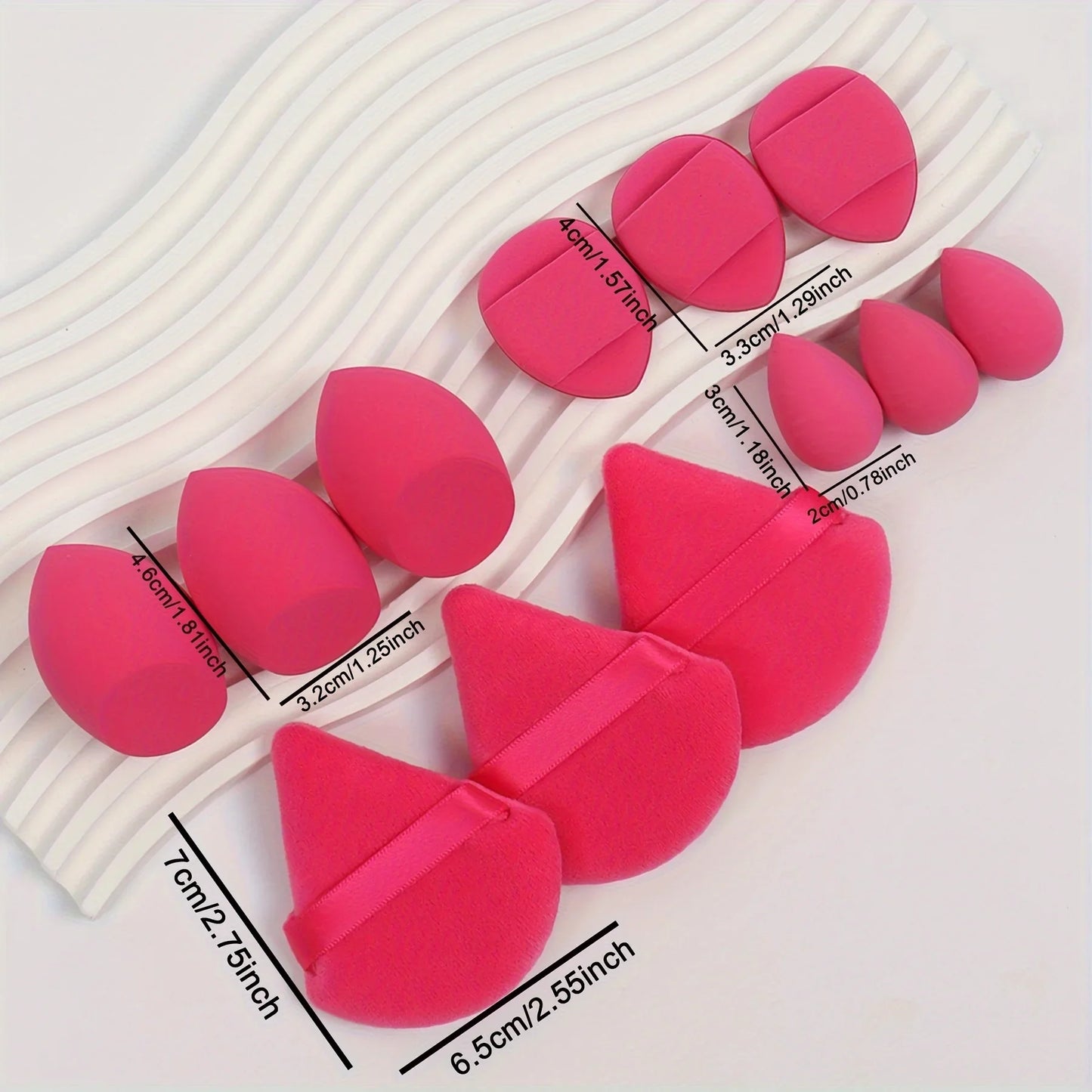 12-Piece All-Purpose Makeup Sponge Set, Made of 3 Loose Powder Puffs, 3 Mini Air Cushion Puffs, 3 Beauty Eggs and 3 Mini Beauty